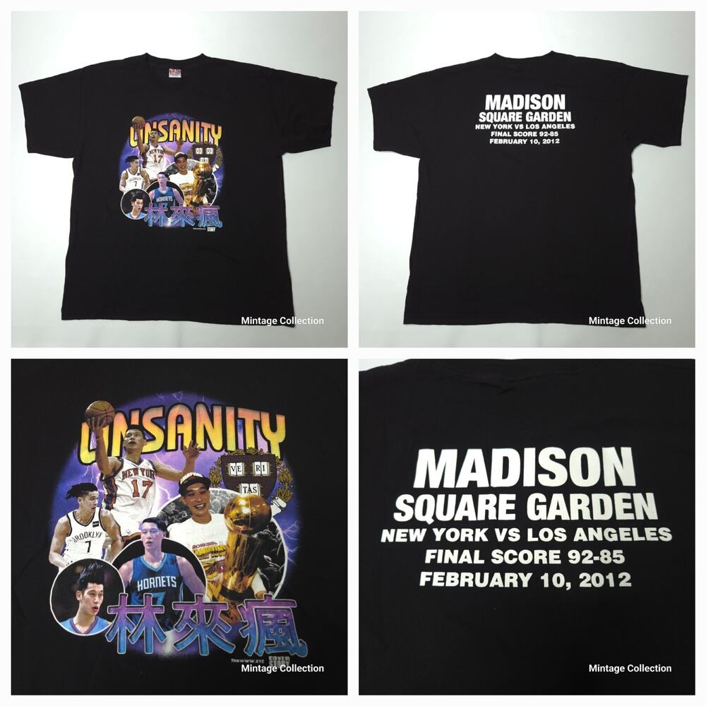 RARE Jeremy Lin Linsanity Knicks Hornets Nets Raptors Basketball Rap Tee XXL